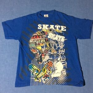 Blue Skateboarding Graphic Tee